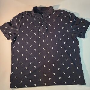 L.O.G.G by H&M Men's Black Polo with Pineapples Size M